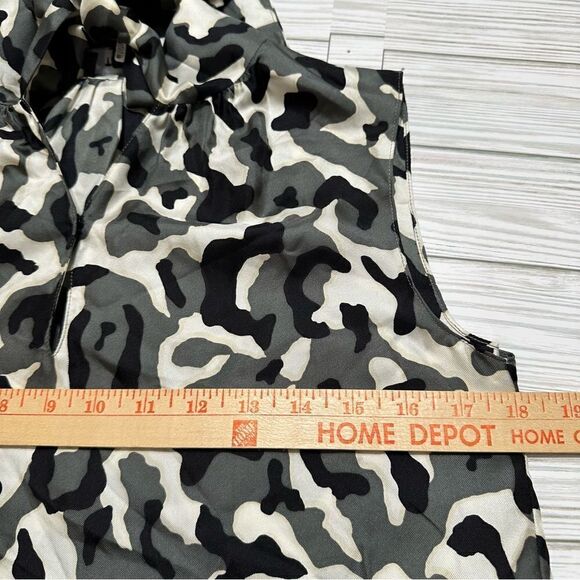 THEORY TIE SCARF CAMO SILK TWILL 100% SILK SLEEVELESS TOP BLOUSE PETITE SMALL - Picture 6 of 9